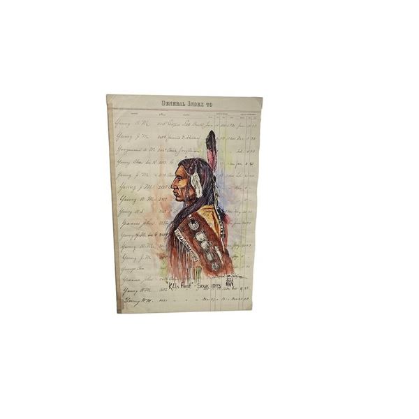 Daniel Long Soldier Original Ledger Art- Kills First Sioux 1893