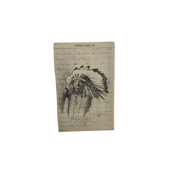 Daniel Long Soldier Original Ledger Art- Red Cloud