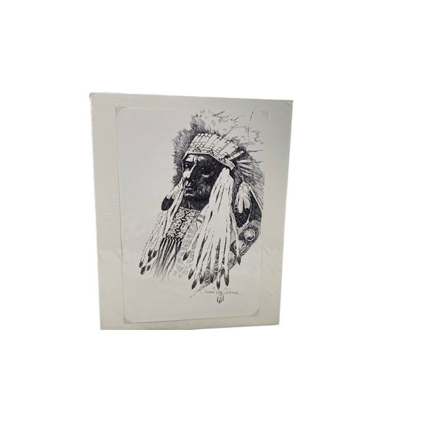 Daniel Long Soldier Original Ledger Art- Headdress (no name)