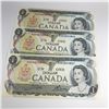 Image 1 : 3 Consecutive Numbered1973 Canadian 1 Dollar Notes UNC