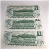 Image 2 : 3 Consecutive Numbered1973 Canadian 1 Dollar Notes UNC
