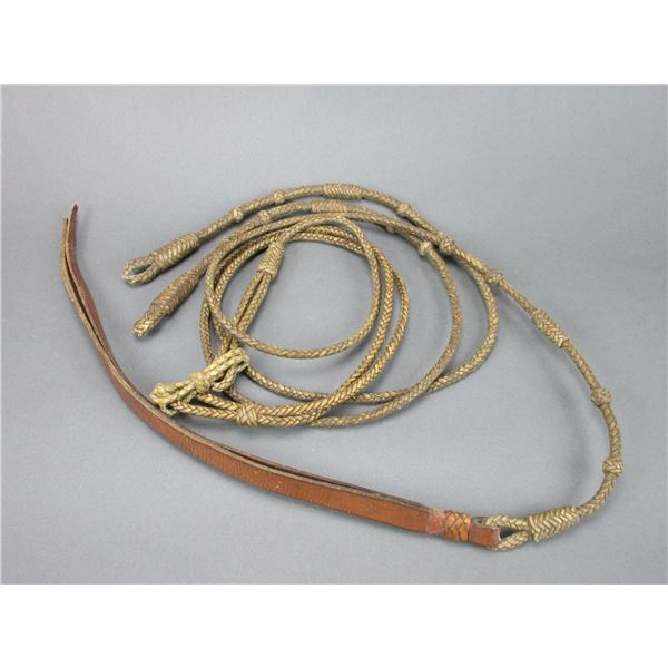 Braided Rawhide Romal Reins With Popper- 111" With Popper