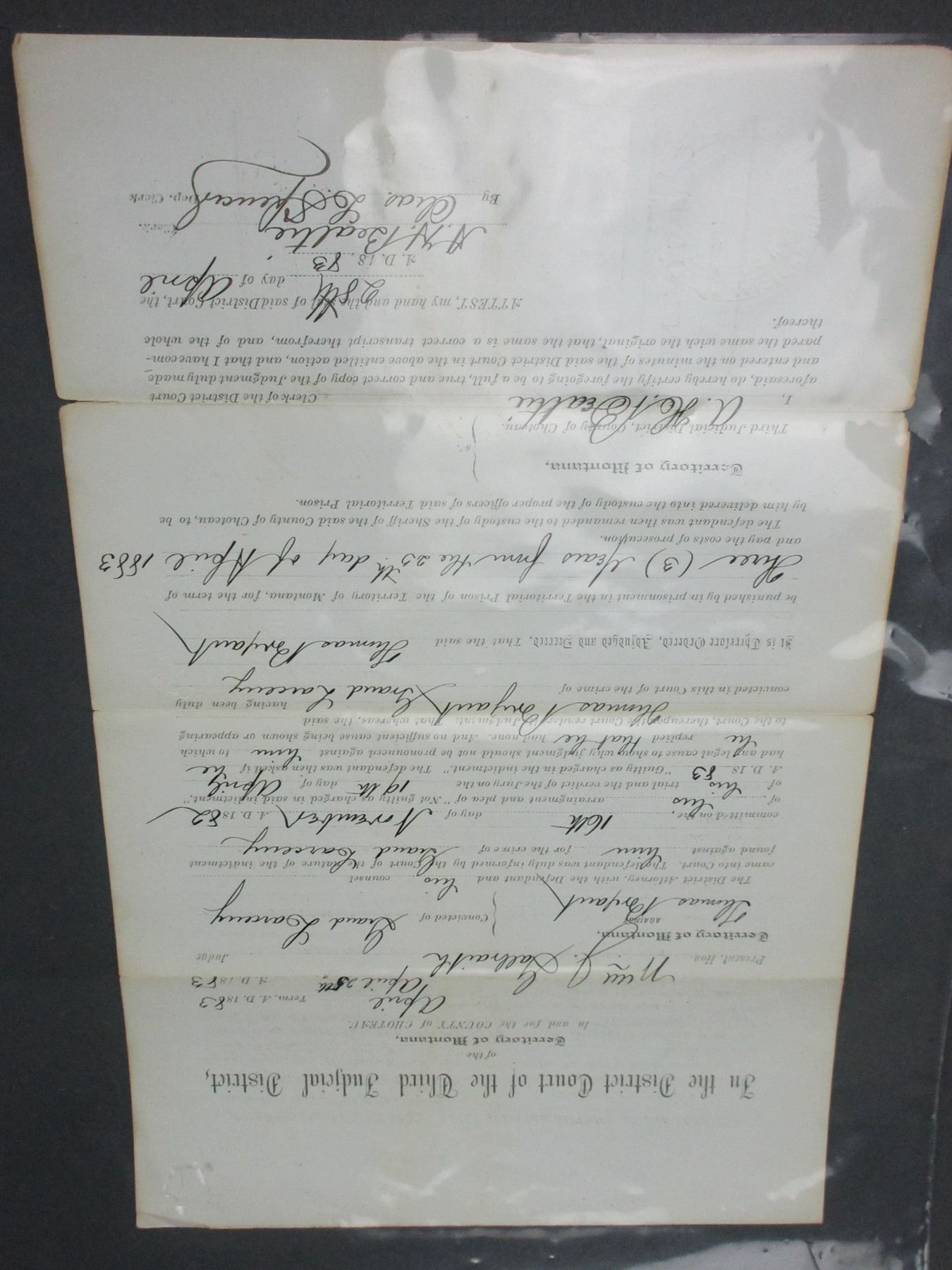 Original 1883 Commitment Of Thomas Bryant To The Territorial Prison At ...