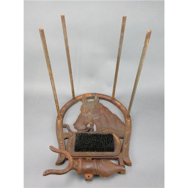 Cast Iron Boot Jack And Boot Brush