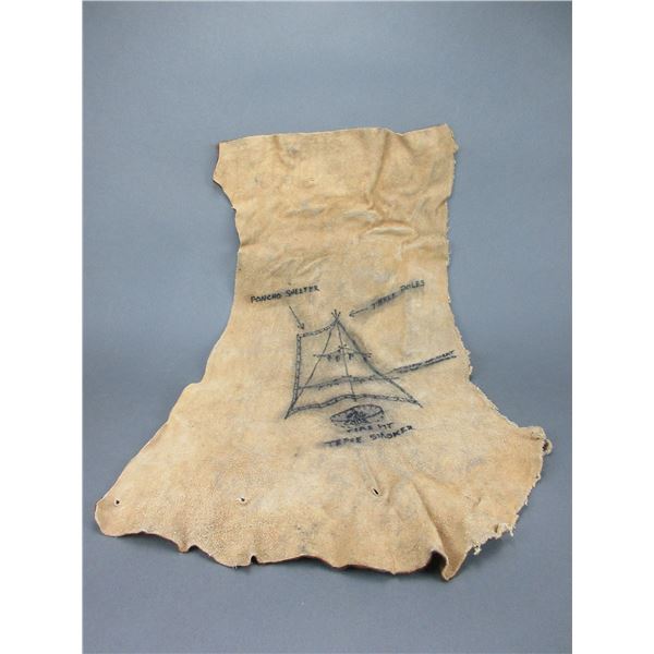 3 Pole Meat Smoker Diagram On Cow Hide- 30" X 16"