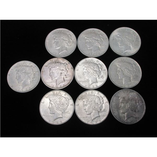 10 Peace Dollars- 90% Silver
