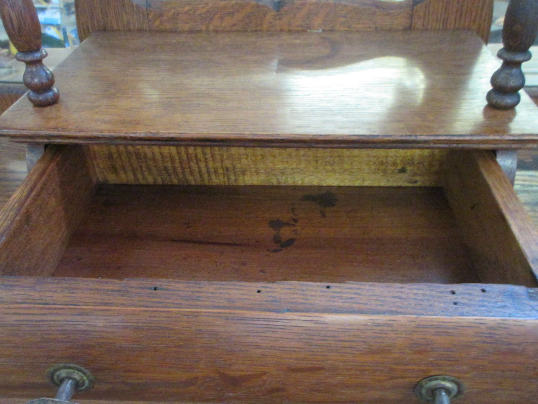 Mirrored Quarter Sawn Oak Drop Front Desk Cubby Holes Doors Drawers