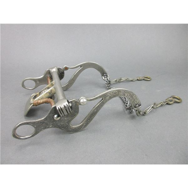 Unmarked Lamdin Silver Overlaid Bit- Marked "Monel"- Santa Maria Cheek- Spade Mouth- Double Slobber
