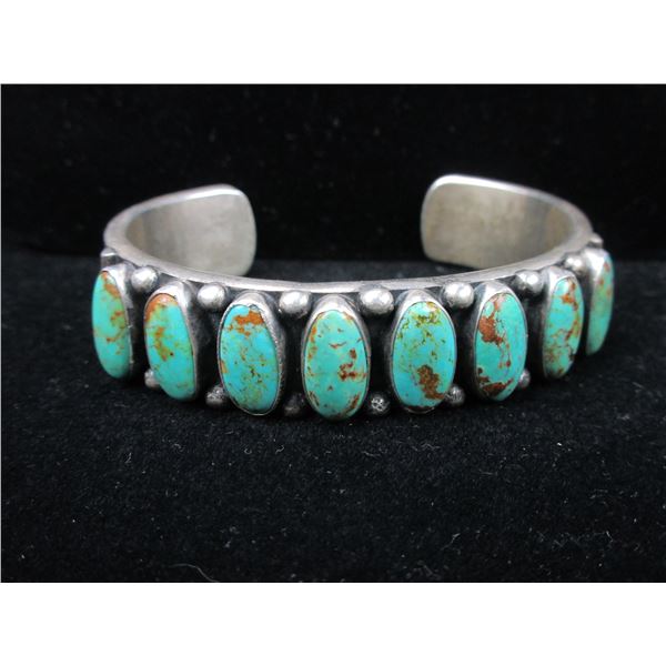 Marked "KS" Sterling Turquoise Bracelet