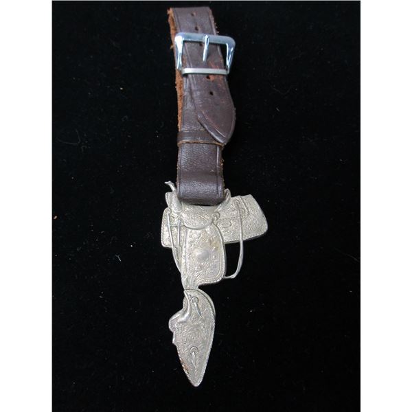Marked Round Up Saddle Made By Hamley + Co Pendeleton Ore Watch Fob- Squashed H- Probably Sterling