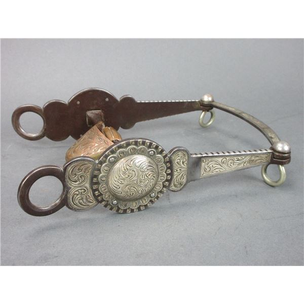 Marked E Garcia Silver Inlaid Bit- El Torro Cheek- Mona Lisa Mouth With Engraved Hood- Slobber Bar- 