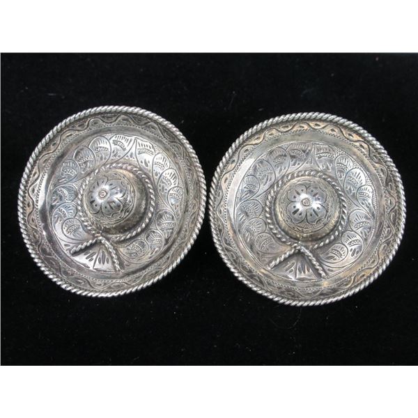 Marked F Schultz Sombrero Loop Back Conchos- Silver- 2.1"