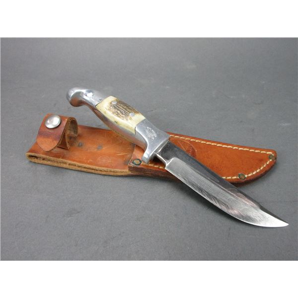 Marked RH Ruana Bonner Montana Knife- Original Sheath- 4.5" Blade- 4" Handle- Signed By RH Ruana- De