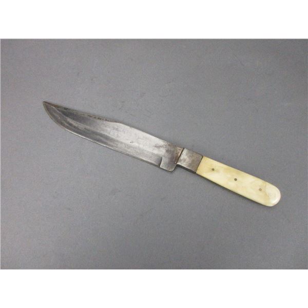 Unmarked Bone Handled Clip Point Bowie Knife- 7.5" Blade- 4.75" Handle- Fair Condition