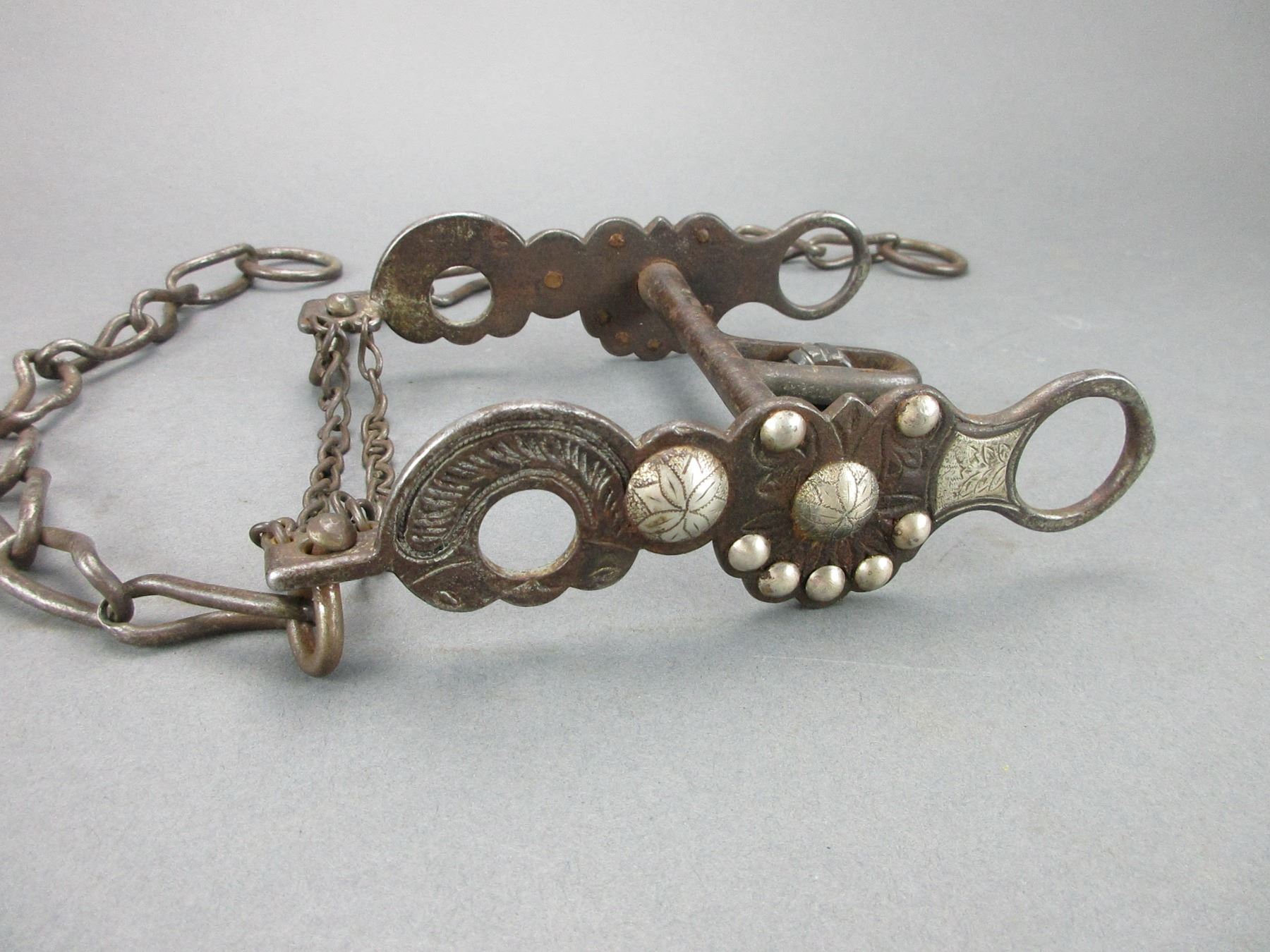 Unmarked Larios Silver Inlaid Bit With Chased Iron- Carmel Cheek ...