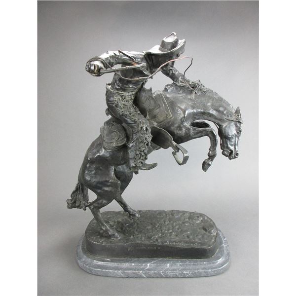 Marked Frederic Remington Bronze- Henry Bonnard Bronze Co 1865- 21 H X 16 W X 9.5 D