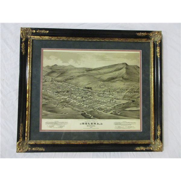 Birds Eye View Of Helena MT In 1875 Print- 27.5" X 23.5"