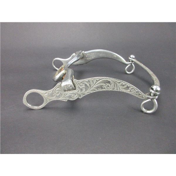 Marked A Tietjen Reno Nev Engraved Stainless Bit- Nevada Cheek- Segundo Mouth- Slobber Bar-
