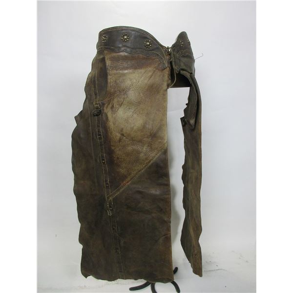 Marked Clark 6537 Batwing Chaps- Studded- 36"L - Fair Condition