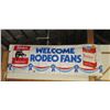 Image 1 : Winston Welcome Rodeo Fans Banner- Heavy Vinyl With Tie- Down Ropes- 118" X 42"