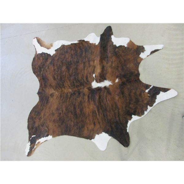 Brindle And White Tanned Cow Hide- 80" X 59"