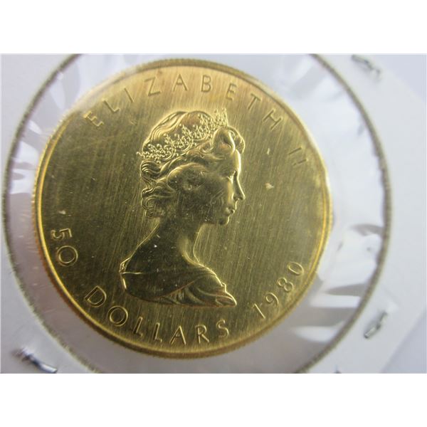 1980 Canadian $50 Gold Coin- 1 OZ Fine Gold