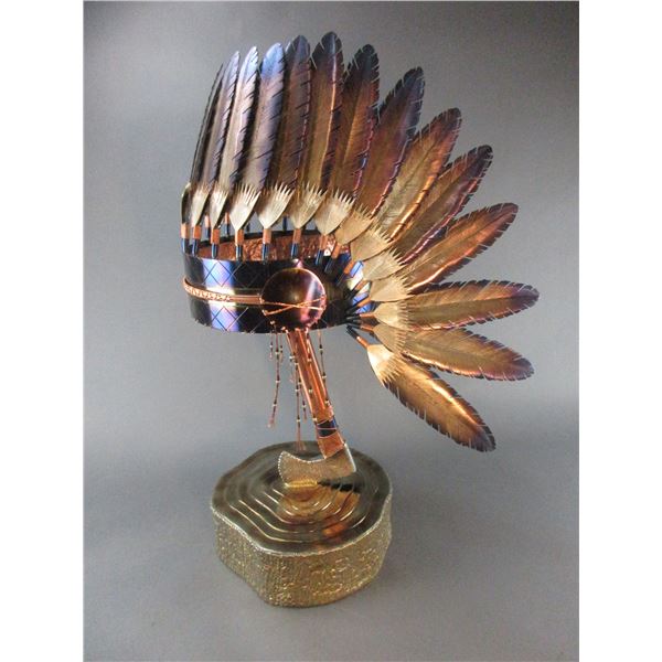 Marked "TLE" Handmade Metal Indian Headress- One Of A Kind!- 700 Hours Of Labor- Local Artist- 10% O