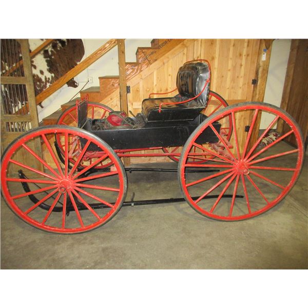 Restored Horse Drawn Buggy- Shafts- Harness- 100  X 58  Counting Wheels- Excellent Condition