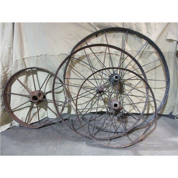 4 Iron Wheels- 46"- 40"- 31"- 29"