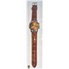 Image 1 : MENS LEATHER GENEVA QUARTZ WATCH BROWN