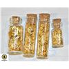 Image 1 : LOT OF 4 GOLD FOIL FLAKES IN GLASS BOTTLES