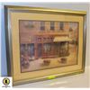 Image 1 : 31" X 25" LIGHT GOLD FRAMED PICTURE STREET VIEW