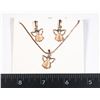 Image 1 : NEW ROSE GOLD TONE ANGEL THEME EARRING & NECKLACE