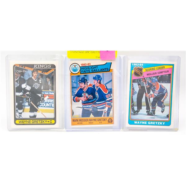 3 VINTAGE OPC GRETZKY CARDS