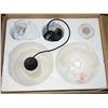 Image 1 : 2 GLOBE PENDANT LIGHTS BLACK WITH CLEAR GLASS