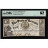 Image 1 : 1865 $10 State of Georgia, Milledgeville Obsolete Note PMG Uncirculated 62