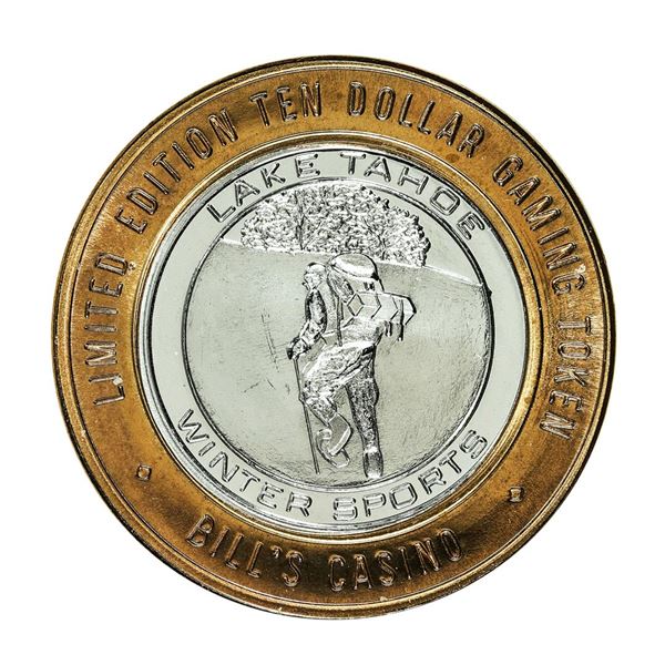.999 Silver Bill's Casino Lake Tahoe, Nevada $10 Casino Gaming Token Limited Edition