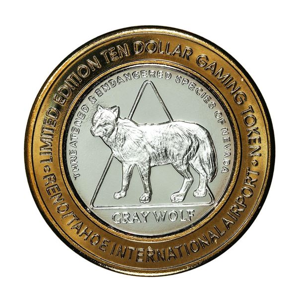.999 Silver Reno/Tahoe International Airport $10 Casino Limited Edition Gaming Token