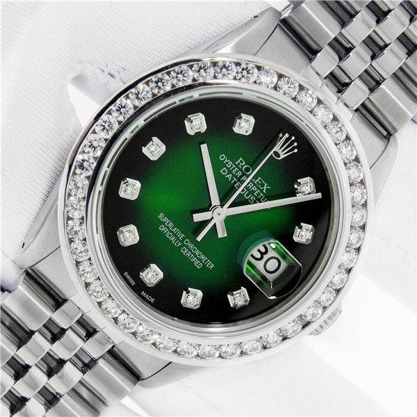 Rolex Men's Stainless Steel 3 ctw Diamond Datejust Wristwatch with Rolex Box