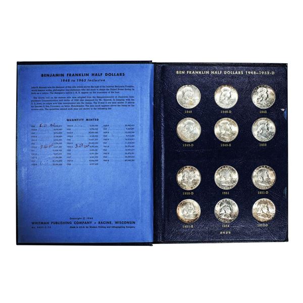 1948-1963 Franklin Half Dollar Set in Whitman Book