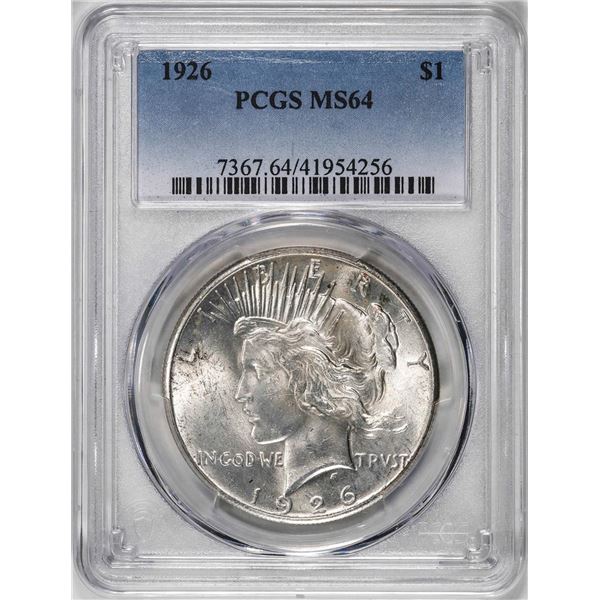 1926 $1 Peace Silver Dollar Coin PCGS MS64
