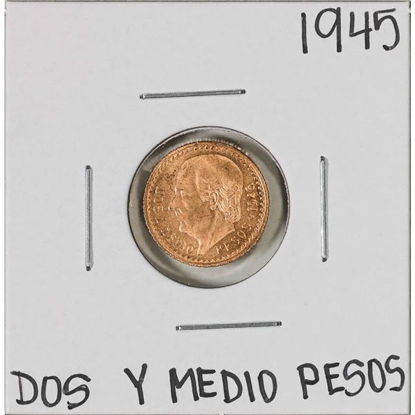 1945 Mexico Dos Y Medio Pesos Gold Coin