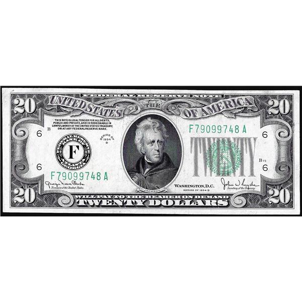 1934D $20 Federal Reserve Note Atlanta