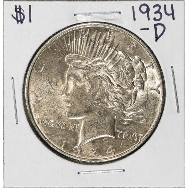 1934-D $1 Peace Silver Dollar Coin