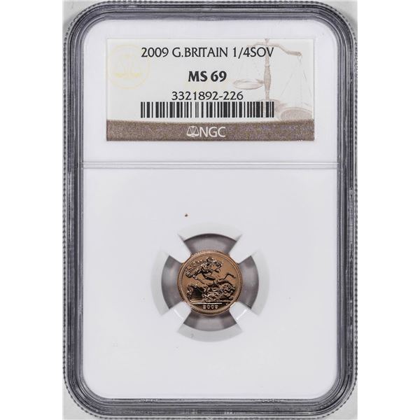 2009 Great Britain 1/4 Sovereign Gold Coin NGC MS69