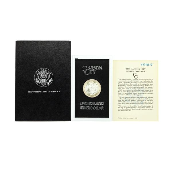 1883-CC $1 Morgan Silver Dollar Coin GSA Hoard Uncirculated w/Box & COA