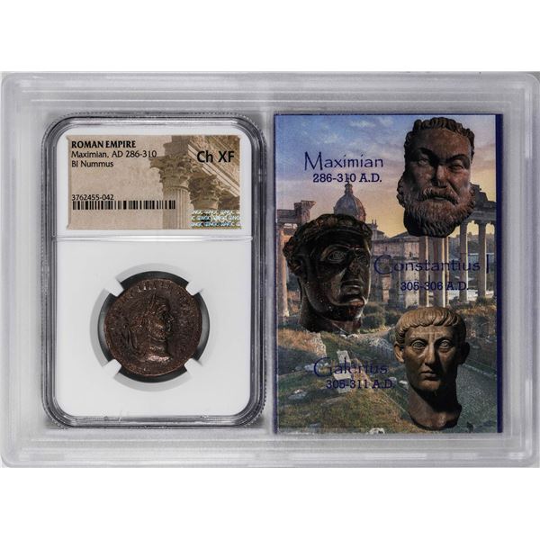 Roman Empire Maximian 286-310 AD BI Nummus Ancient Coin NGC Ch XF Story Box