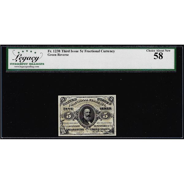 1863 Third Issue Five Cents Fractional Note Fr.1238 Legacy Choice About New 58