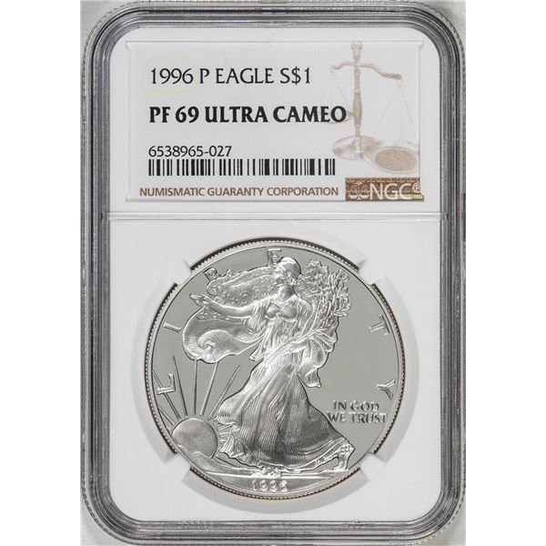 1996-P $1 Proof American Silver Eagle Coin NGC PF69 Ultra Cameo