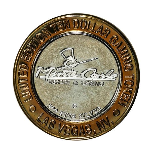 .999 Silver Monte Carlo Las Vegas, Nevada $10 Casino Limited Edition Gaming Token
